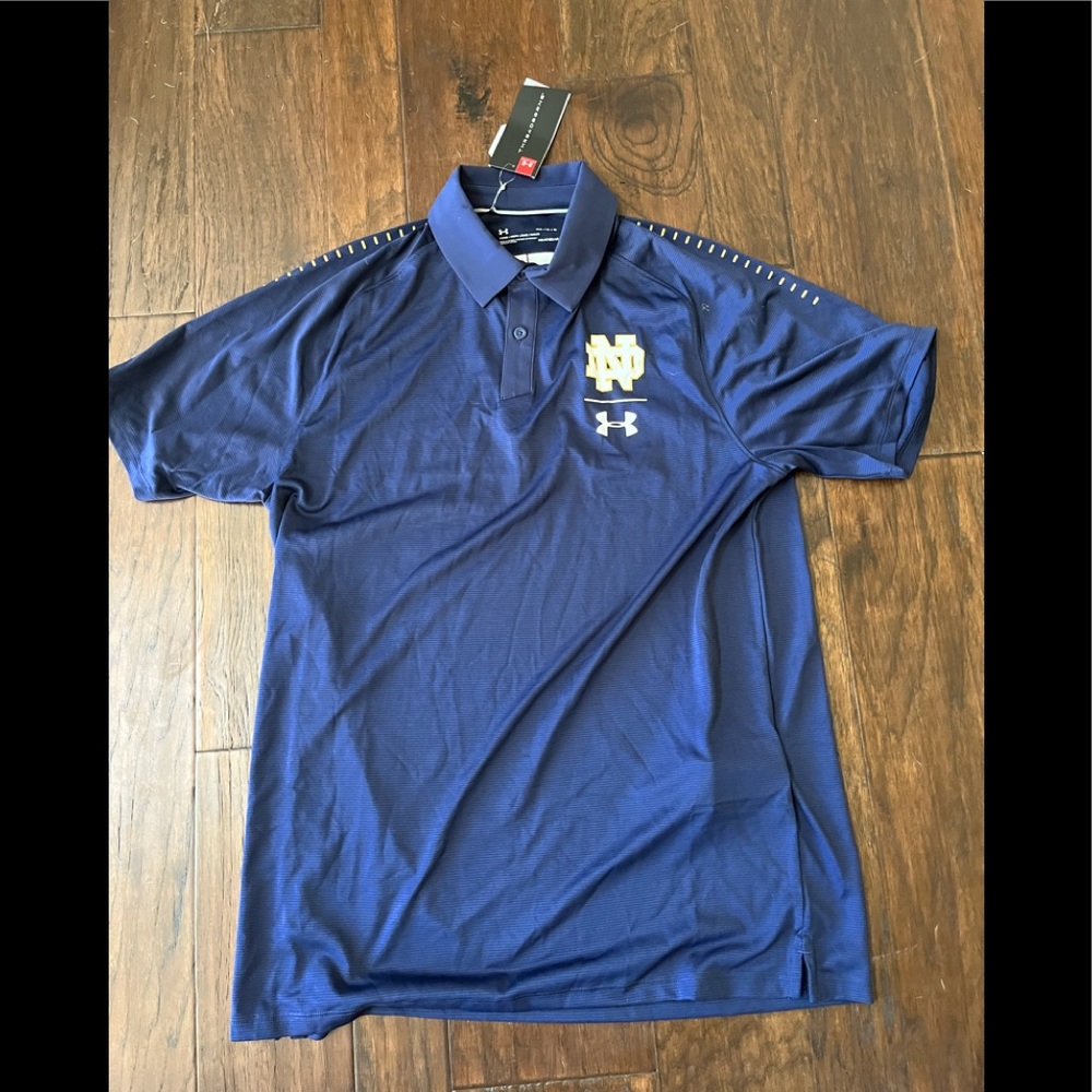Under Armour Notre Dame Navy Polo New W/Tags Size Medium